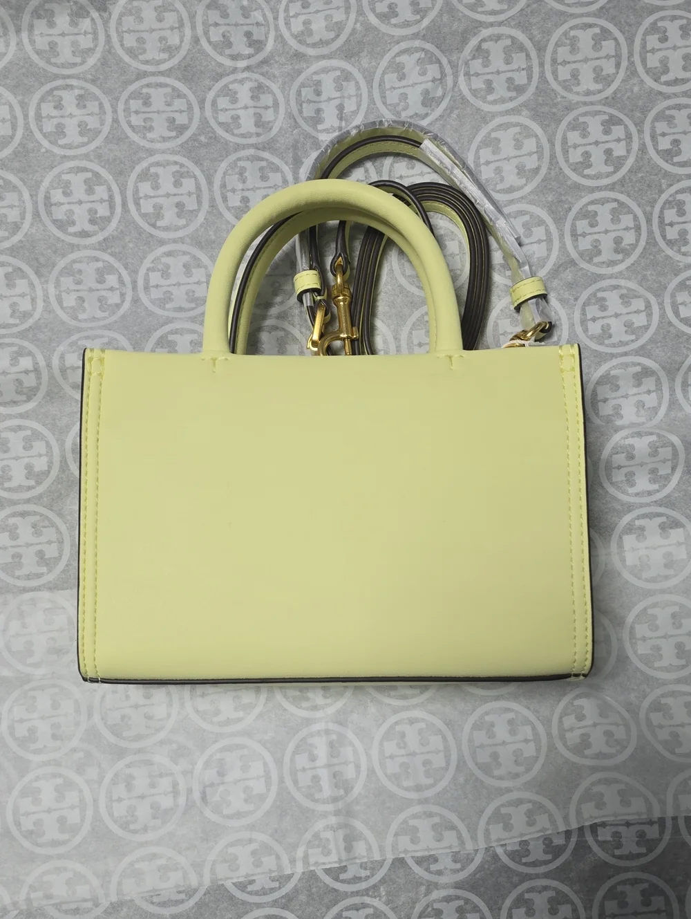 Tory Burch Pale Yellow Mini Tote with Logo